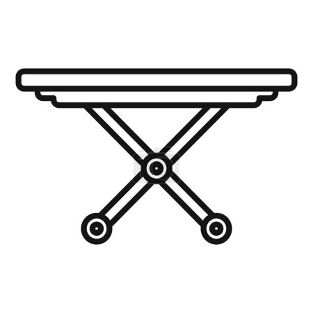 Ilustración vectorial de un icono de mesa plegable simple en blanco y negro