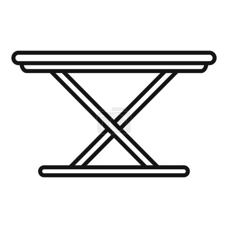 Dessin linéaire simplifié d'une table pliable, adapté aux instructions ou à l'iconographie
