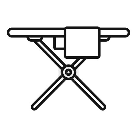 Minimalistische Schwarz-Weiß-Vektorillustration eines modernen Bügelbrettsymbols für Haushaltswäsche und häusliche Arbeiten, isoliert und sauber, geeignet für Web-, Mobilanwendungs- und Benutzeroberflächendesign