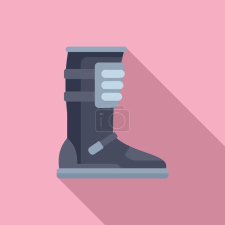 Illustration of orthopedic walking boot with adjustable straps and velcro for immobilization and support after foot injury. In a flat design vector art with pink background and shadow