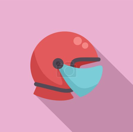 Flat design of a red motorcycle helmet paired with a protective face mask