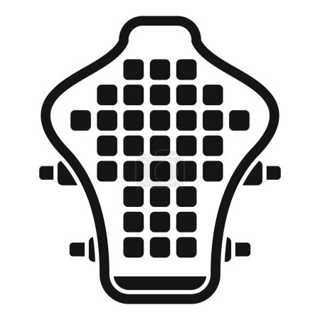 Illustration for Black and white icon of a body protector pad, suitable for sports and safety gear - Royalty Free Image