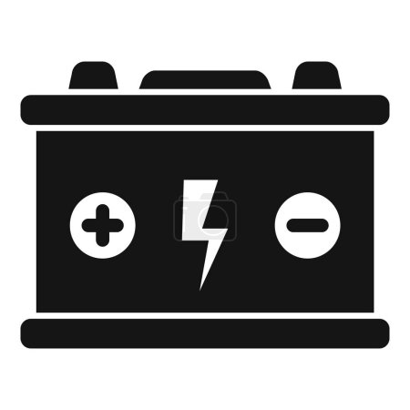 Illustration des Autobatteriesymbols in schwarz-weiß für die Stromversorgung im Auto. Mit Symbol für Fahrzeugkomponente und Akku für Stromladung