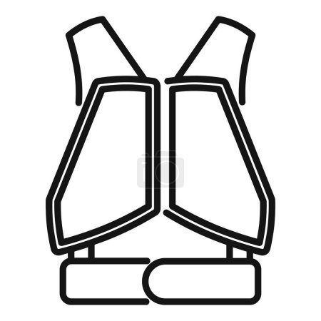 Vector illustration of a black and white life vest icon for safety and emergency flotation device in minimal flat design, perfect for nautical equipment, rescue, and maritime use