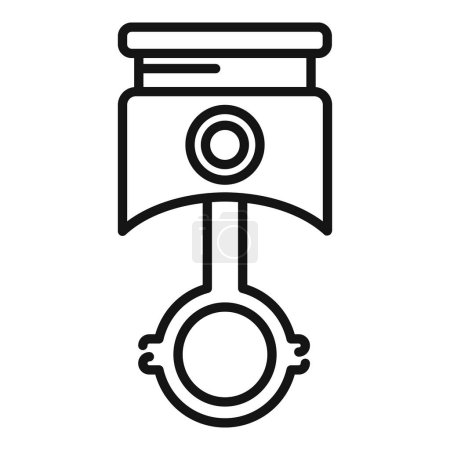 Black and white line art vector illustration of a single engine piston icon, isolated
