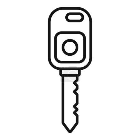 Black and white line illustration of a contemporary car key with remote