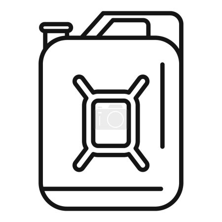 Illustration for Black and white fuel canister line icon vector illustration for web and graphic design. Featuring a minimalist and simple outline art of a portable metal container for gasoline. Diesel - Royalty Free Image