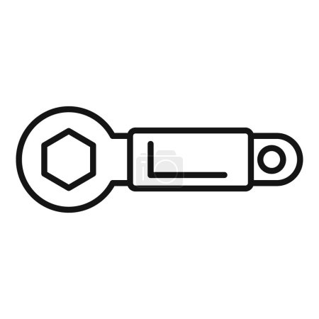 Illustration for Black and white line art of a spanner wrench suitable for various design uses - Royalty Free Image