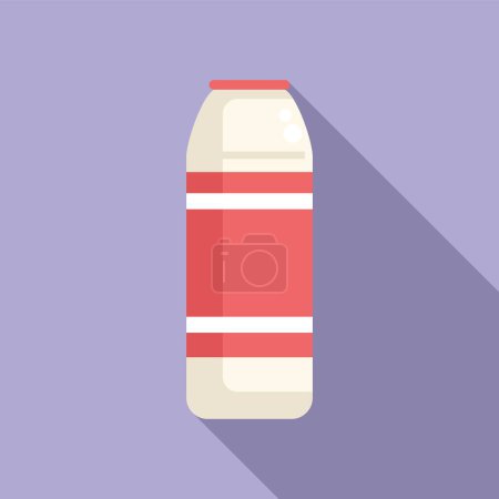 Illustration vectorielle minimaliste et plate d'une bouteille de lait rouge et blanche sur fond violet