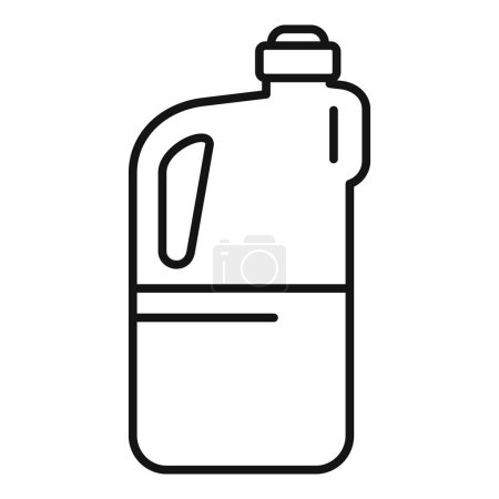 Vector illustration of a simple line drawing of a household detergent bottle, black and white