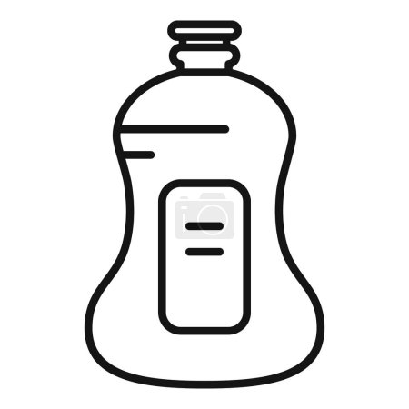 Monochrome Vektordarstellung eines generischen Flüssigwaschmittelbehälters mit einem Etikett