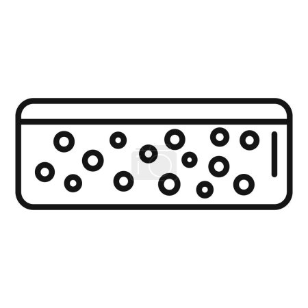 Minimalistic vector illustration of outlined cheese block icon with editable stroke and simple design for web, print, and digital use, representing gourmet dairy product