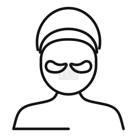 Icône d'art linéaire simplifiée d'une personne avec un masque facial, représentant des soins de beauté et de spa