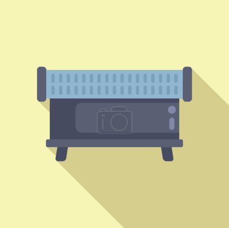 Flat design vector image of a stylish kitchen toaster with a shadow on a yellow background