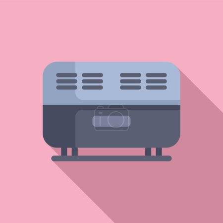 Illustration for Flat design icon of a contemporary air conditioner with shadow effect on a pink backdrop - Royalty Free Image