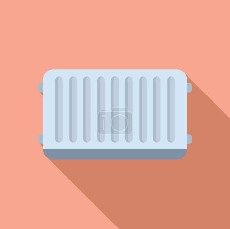 Flat design icon of a modern radiator set against a gradient warm peach background