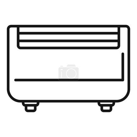 Modern air conditioner icon in black and white vector line art. Wallmounted for climate control. Hvac cooling system. With modern simple design outline symbol illustration graphic. Technology flow