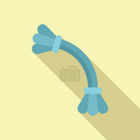 Simplified illustration of a blue garden hose with knots on a beige background