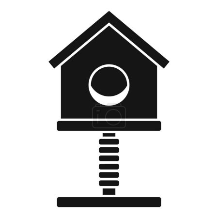 Cartoon Spring Birdhouse Icon Vektor Illustration mit einfachem Schwarz-Weiß-Design. Vereinzelte Silhouette. Und minimalistische Cleanline Art
