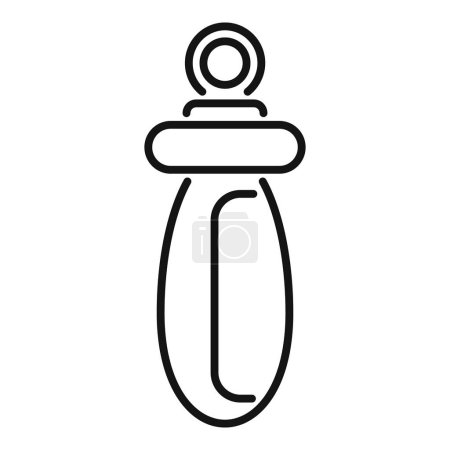 Minimalist black and white line drawing of a classic baby pacifier, suitable for a variety of design needs