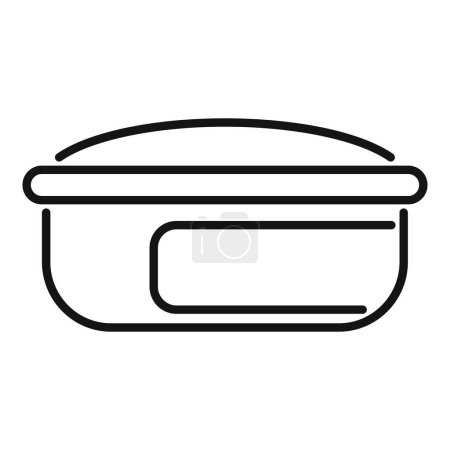 Illustration for Simplistic line drawing of a plastic container with a lid, ideal for kitchen organization themes - Royalty Free Image