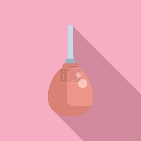 Vector graphic of a clean, simple rubber ear syringe on a pink background