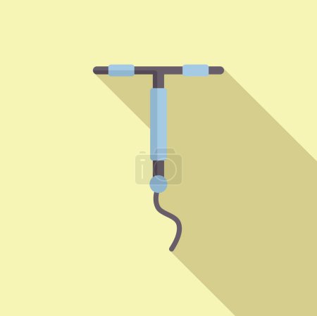 Illustration for Flat design vector of a classic manual corkscrew against a yellow background with a long shadow - Royalty Free Image