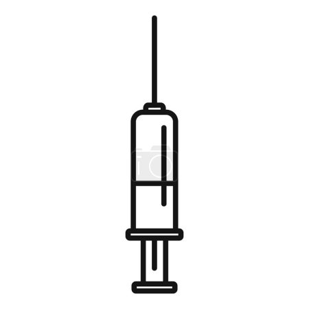 Téléchargez les illustrations : Illustration d'icône de seringue médicale pour les soins de santé. Vaccination. Et les fournitures pharmaceutiques en noir et blanc minimaliste vectoriel art en ligne. Isolé et hygiénique - en licence libre de droit