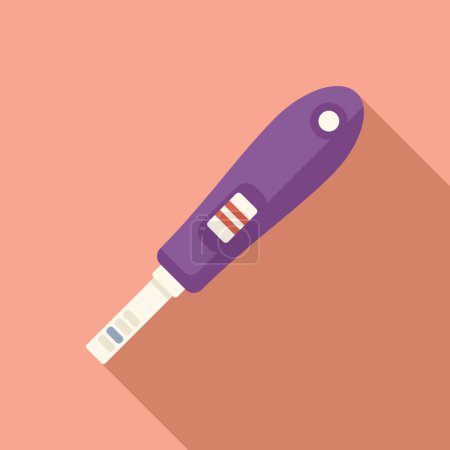 Modern digital pregnancy test illustration with vector flat design. Pink background. And shadow isolated element