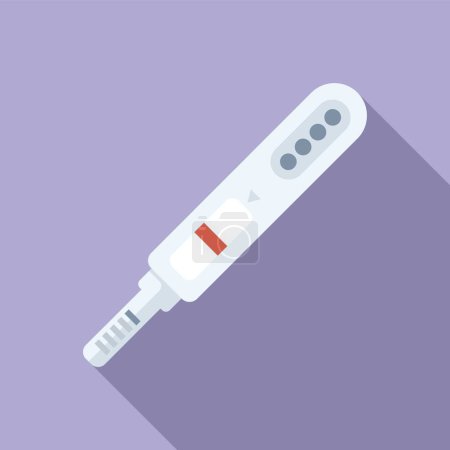 Flachbild-Vektordarstellung eines digitalen Schwangerschaftstests mit positivem Ergebnis auf violettem Hintergrund. Vereinzelte Einzelobjekte. Einfache moderne Kunstgrafik. Übersichtlich und leicht zu lesen. Kindererziehung