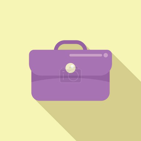 Flat design vector illustration of a stylish purple briefcase with a simple shadow on a pale yellow background