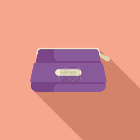 Elegant flat design of a stylish purple lunchbox with a handle, on a warm peach background