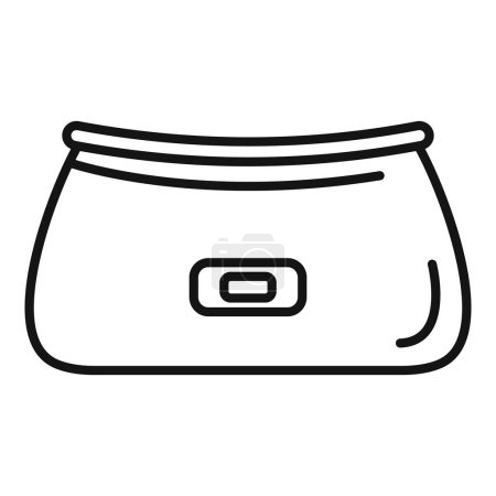 Simple black and white line drawing of a cosmetic pouch, perfect for beauty icons