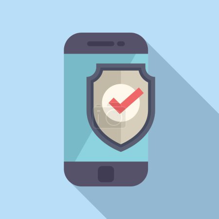 Modern flat design vector illustration concept of mobile security and digital protection for smartphone with shield icon