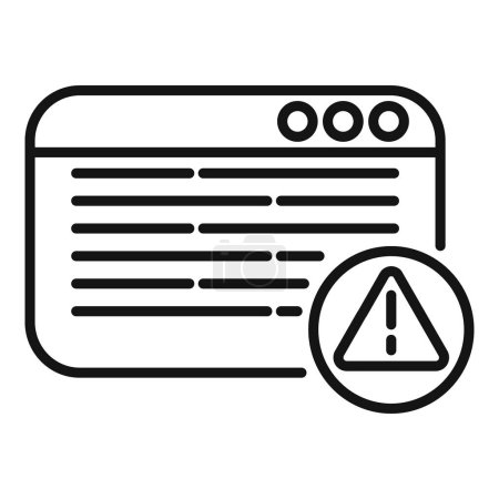 Illustration eines Website-Fehlersymbols mit Warnsymbol und Warnmeldung im Browser. Digitale Vektorzeilen-Illustration für Webseiten-Ausgabe. Internet problem