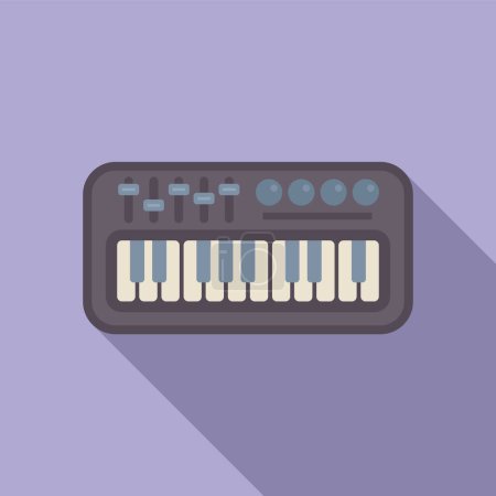 Flache Designvektorgrafik eines Retrostyle-Synthesizers, perfekt für musikalische Projekte