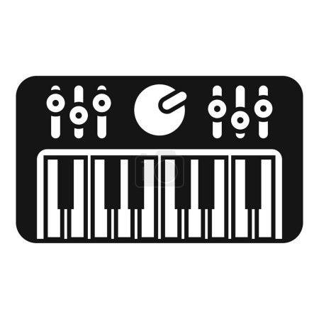 Téléchargez les illustrations : Icône noire et blanche d'un clavier midi, parfaite pour les thèmes de production musicale - en licence libre de droit