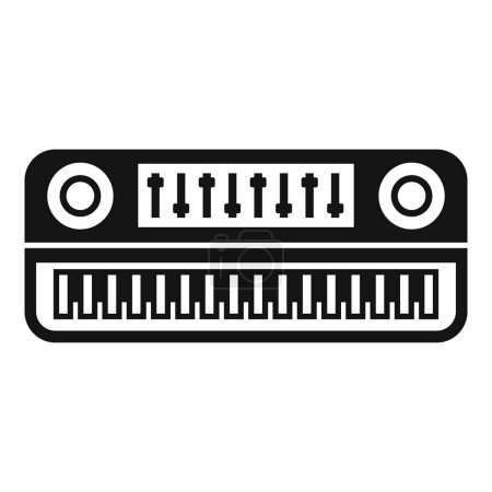 Gráfico en blanco y negro de un sintetizador, perfecto para diseños temáticos musicales