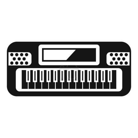 Icono de silueta sintetizador vintage en diseño vectorial negro. Representación de un instrumento musical electrónico retro con un aspecto minimalista y moderno