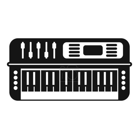 Vektorgrafik, die eine moderne Synthesizertastatur in einer einfachen Schwarz-Weiß-Silhouette darstellt