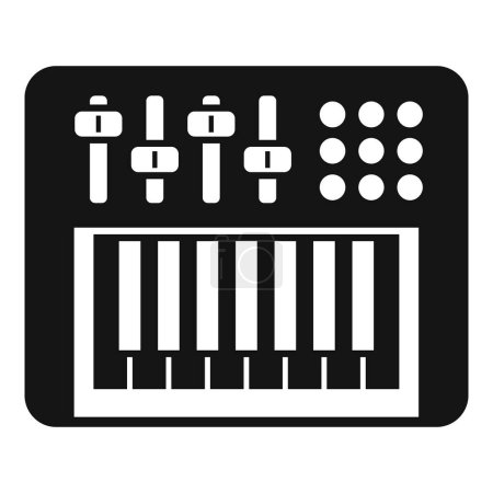 icône en noir et blanc représentant une console de mixage audio détaillée pour l'ingénierie de la musique et du son