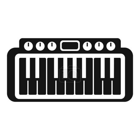 Icono simplificado ilustración de un teclado musical en blanco y negro, ideal para uso web