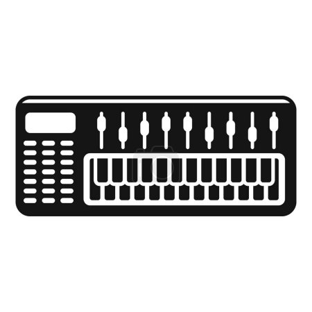 Black and white silhouette of a modern synthesizer keyboard for electronic music
