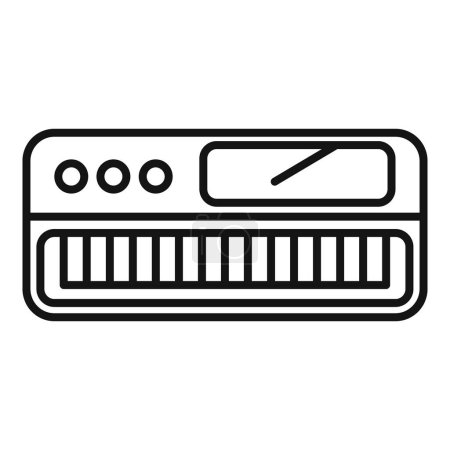 Icono de línea de teclado sintetizador con trazo editable, aplicación moderna e interfaz web, ilustración vectorial plana aislada que simboliza la tecnología de producción musical