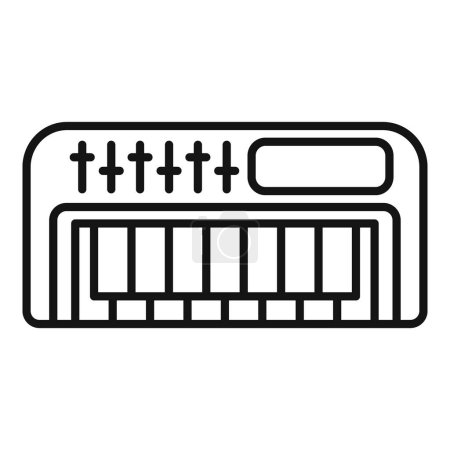 Einfache Schwarz-Weiß-Linienzeichnung einer modernen elektronischen Tastatur