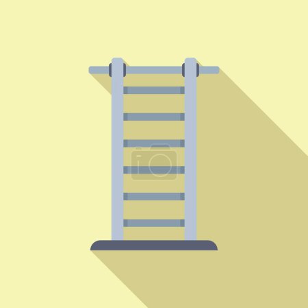 Diseño plano minimalista de una escalera de escalón con sombra, aislado sobre un fondo amarillo pastel