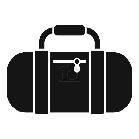 Minimalistisches schwarzes Duffel Bag Symbol mit Griff und Reißverschluss, perfekt für Reisen, Sport, Fitness und urbane Abenteuer