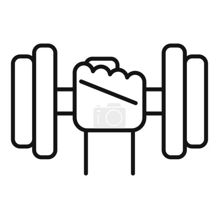 Ilustración de Ilustración minimalista de arte en línea en blanco y negro de un ícono de mancuerna para fitness, gimnasio, ejercicio, levantamiento de pesas y entrenamiento de fuerza, perfecto para web, aplicaciones y diseño gráfico - Imagen libre de derechos