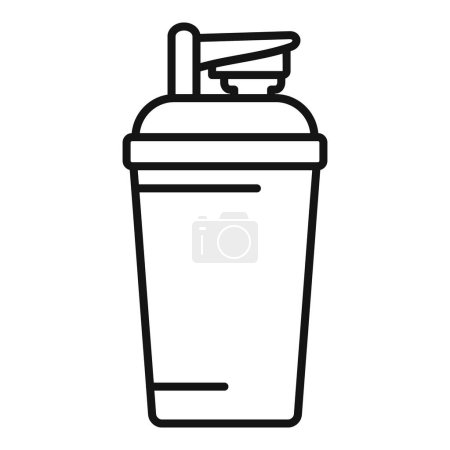 Conception vectorielle d'art linéaire d'une bouteille d'eau de sport portable avec capuchon flip