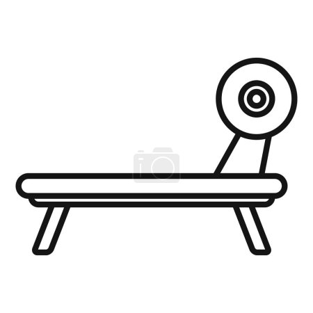 Simple, clean line drawing of a bench press, suitable for fitnessrelated design